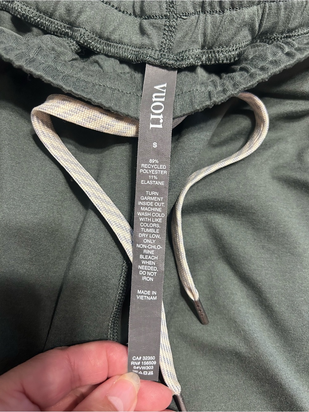 Vuori Olive Green Track Pants with Light Drawcord